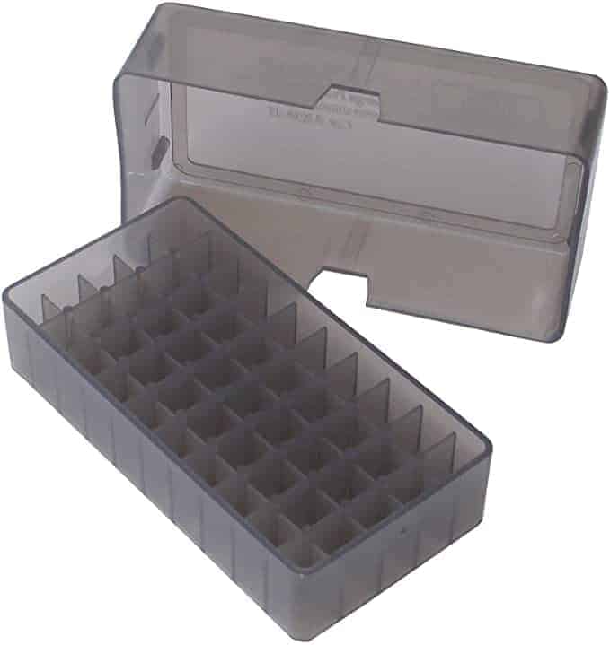 MTM Slip-Top Ammo Box Square-Hole 38 Special, 357 Mag 50-Round Plastic